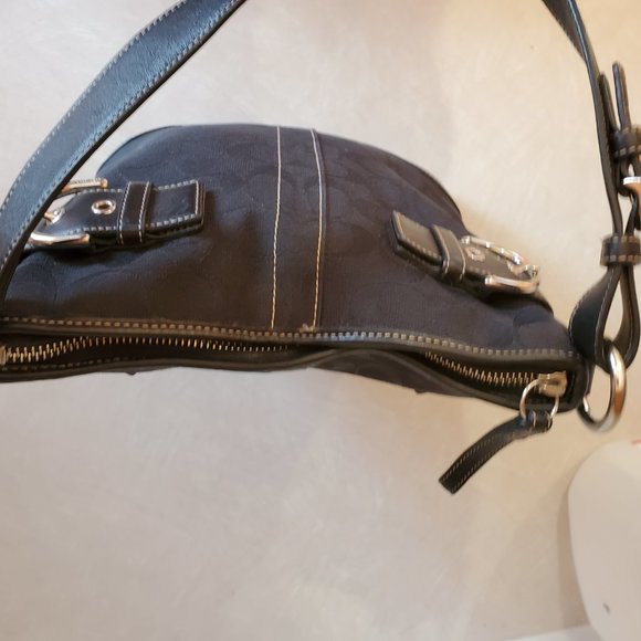 Like New Coach Black Signature Canvas Shoulder Bag Purse 3577 - Picture 11 of 16
